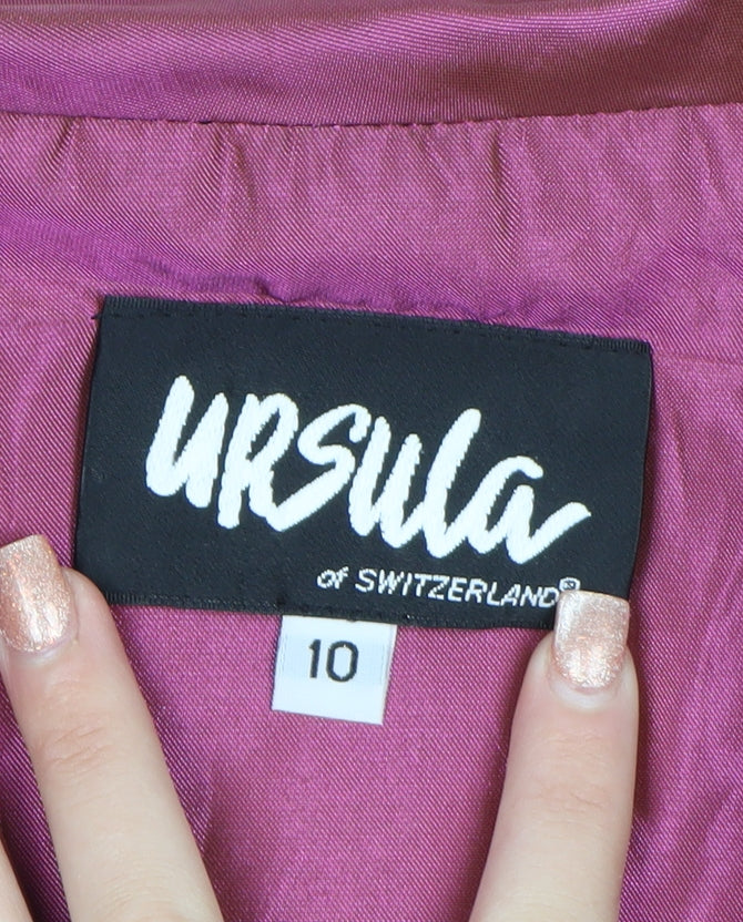 Ursula of Switzerland Women’s Pink Brocade Acetate Blazer Size 10