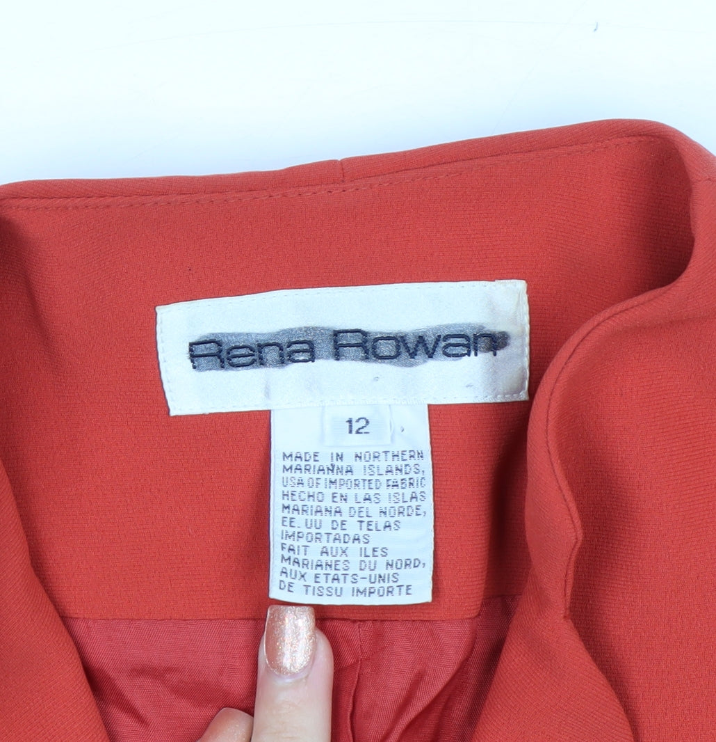 Rena Rowan Women Red Crepe Longline Blazer Size 12 Classic Fit