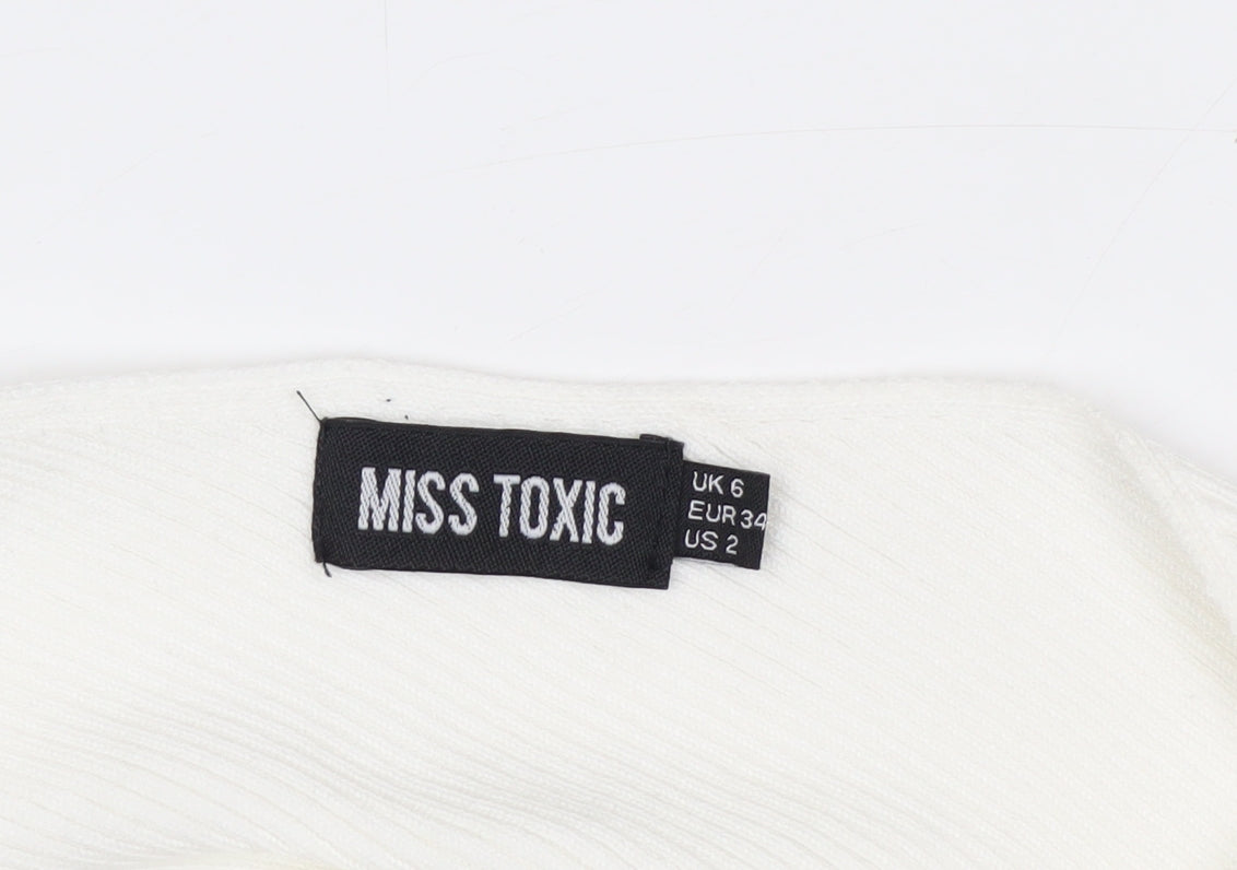 Miss Toxic Women's White One Shoulder Knit Top Size 6