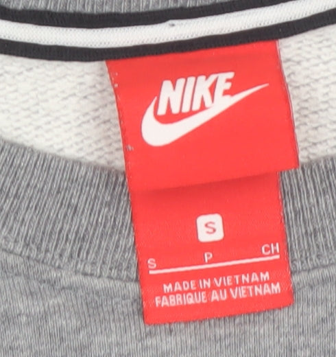 Nike Women Grey Small Pullover Sweatshirt Crew Neck Long Sleeve