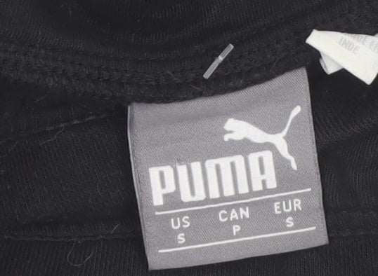 Puma Womens Black Small Pullover Sweatshirt with Logo Print