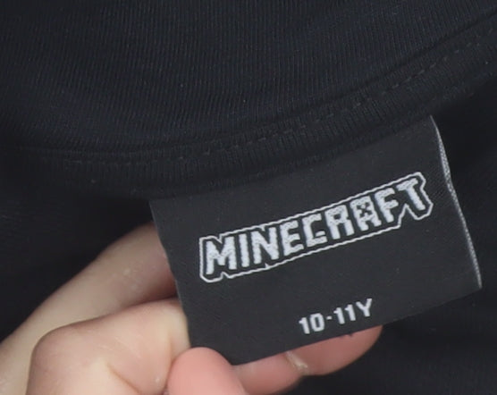 Minecraft Boys Black Hoodie 10-11 Years Pullover Creeper Print Hoodie