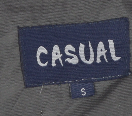 Casual Men’s Grey Polyester Full Zip Lightweight Jacket Size S
