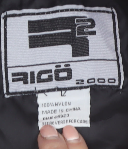 Rigo 2000 Men's Black Red Nylon Hooded Windbreaker Jacket L