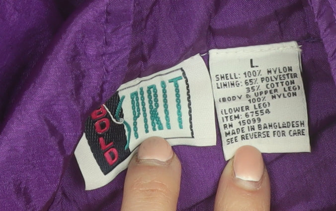Droors Spirit Womens Purple Embroidered Windbreaker Jacket L