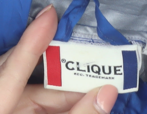 Clique Men's Blue Hooded Windbreaker Jacket L Lightweight Zip Up