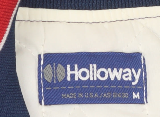 Holloway Men Blue Varsity Baseball Jacket M Sports Lined Retro