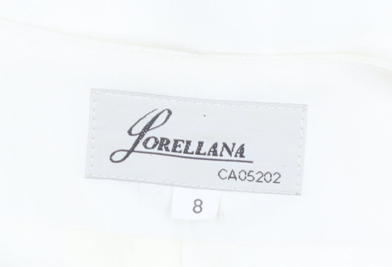 Lorellana Women’s Ivory Long Sleeve Beaded Button Blouse Size 8