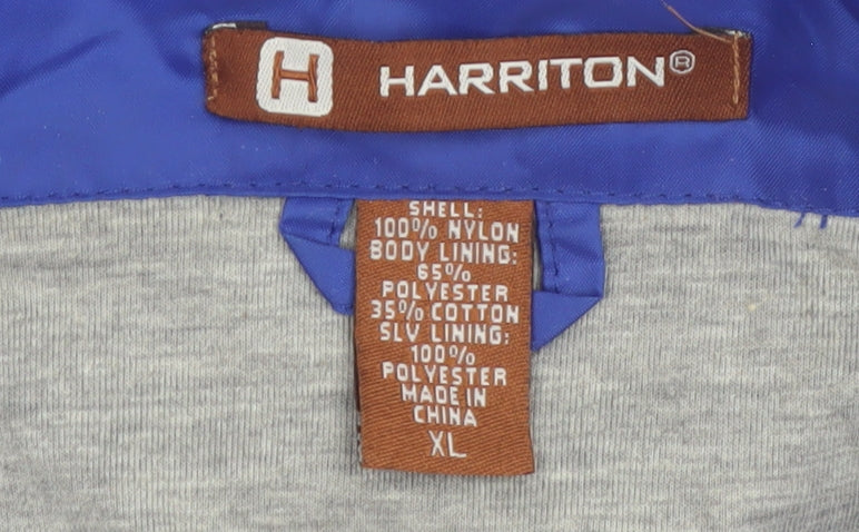 Harriton Men's Blue XL Nylon Coach Jacket Lined Casual Lightweight