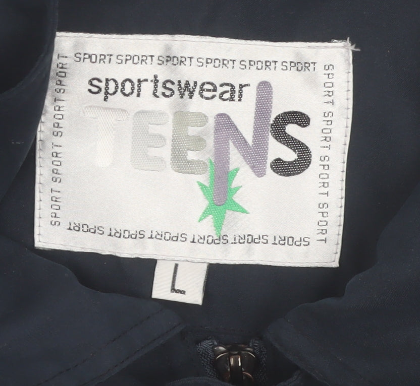 Teens Blue Polyester Casual Basic Jacket Lined Size L