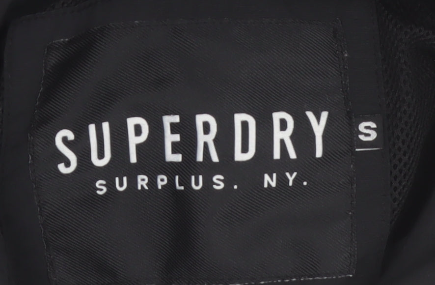 Superdry Women's Black Parka Jacket Size S Hooded Water Resistant