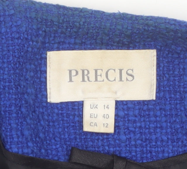 Precis Women's Blue Bouclé Cropped Blazer Jacket UK 14