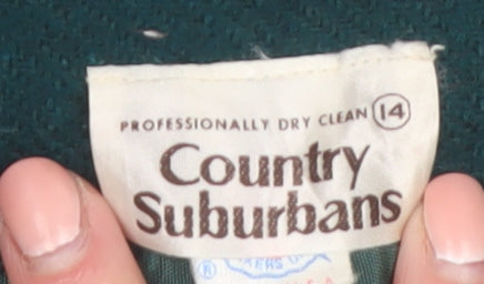 Country Suburbans Women Dark Green Wool Straight Trousers Size 14
