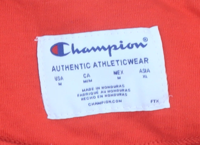 Champion Womens Red Pullover Sweatshirt Medium Logo Crew Neck