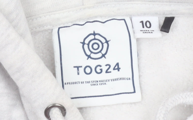 TOG24 Women's Light Grey Full Zip Hoodie Size 10 Cotton Blend