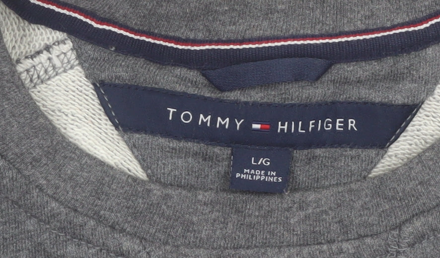 Tommy Hilfiger Men's Grey Embroidered Logo Sweatshirt L