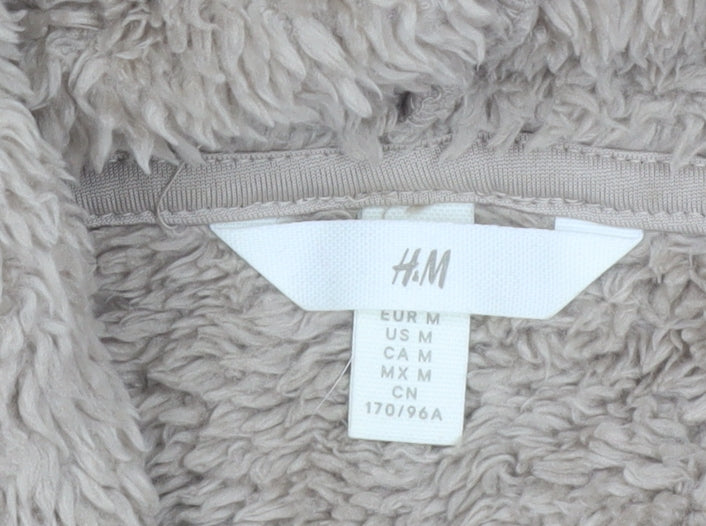 H&M Womens Beige Pullover Hoodie Size 12 Fleece Hooded Sweatshirt