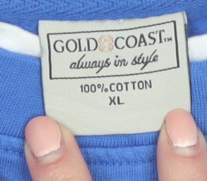 Gold Coast Women Blue Embroidered Butterfly Cotton Sweatshirt XL
