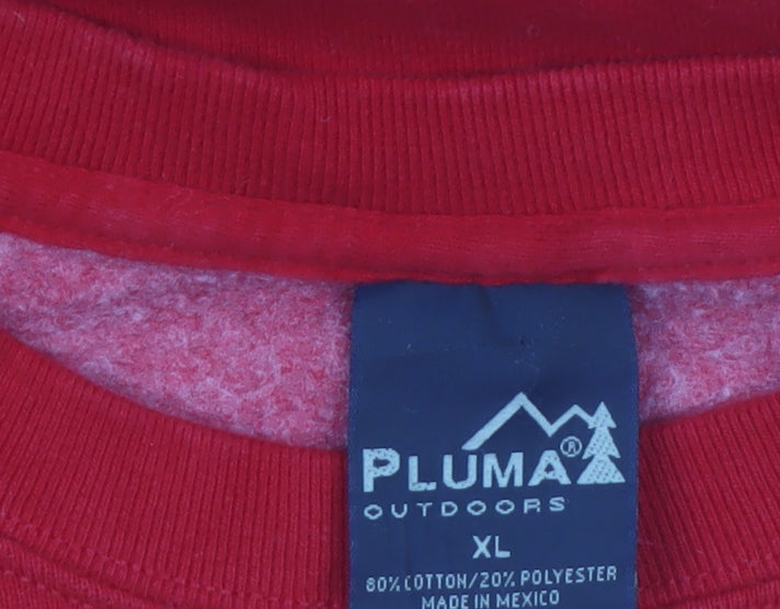 Pluma Outdoors Men's Red XL Pullover Sweatshirt Crew Neck Fleece