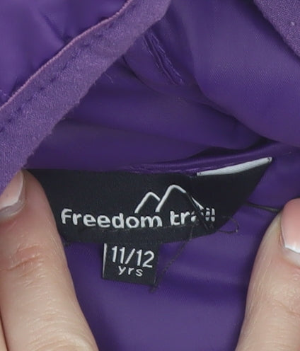 Freedom Trail Teens Purple Hooded Puffer Jacket Size 10 Regular Fit