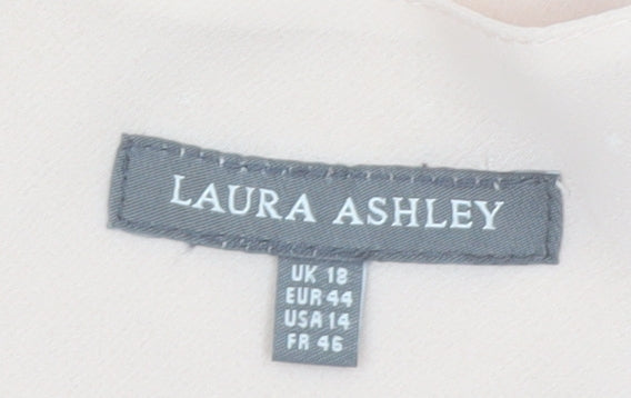 Laura Ashley Women’s Beige Short Sleeve Chiffon Blouse UK 18