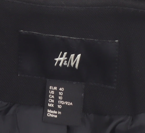 H&M Womens Black Size 12 Regular Fit Single-Breasted Blazer Jacket
