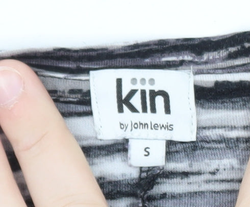 Kin by John Lewis Women's Black Striped Relaxed 3/4 Sleeve Jersey Blouse S