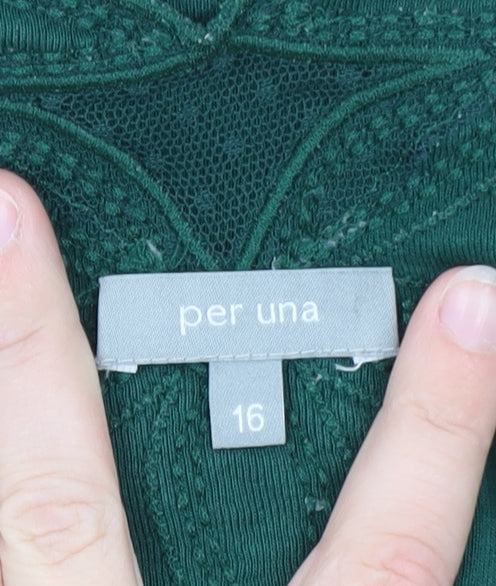 Marks and Spencer Women’s Green Crochet Neck Tunic Top Size 16