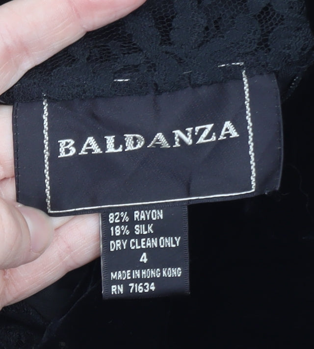 Baldanza Women’s Black Velvet Lace High Neck Formal Dress Size 8