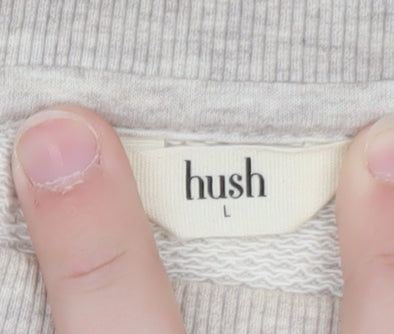 Hush Women Beige Multicoloured Stripe Pullover Sweatshirt L