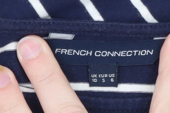 French Connection Women Blue Striped Shift Dress Size 10