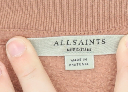 AllSaints Women’s Pink Pullover Sweatshirt Medium Cotton Blend