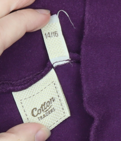 Cotton Traders Women's Purple Long Sleeve Roll Neck Top Size 14
