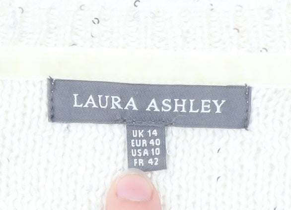 Laura Ashley Women’s Ivory Sequin Knit Jumper UK 14