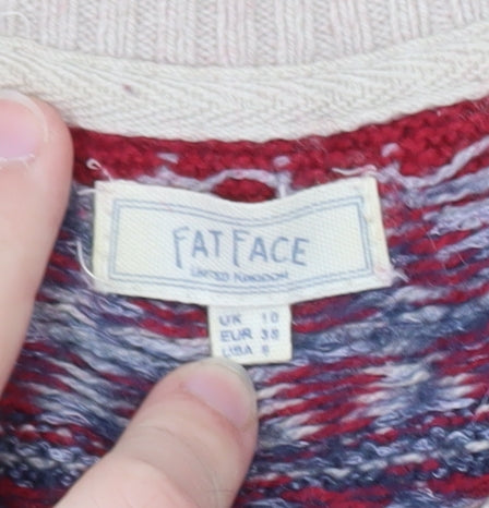 Fat Face Womens Beige Fair Isle Wool Blend Jumper Size 10