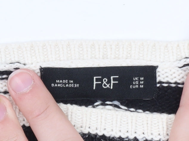 F&F Women's Black & White Chevron Knit Jumper M