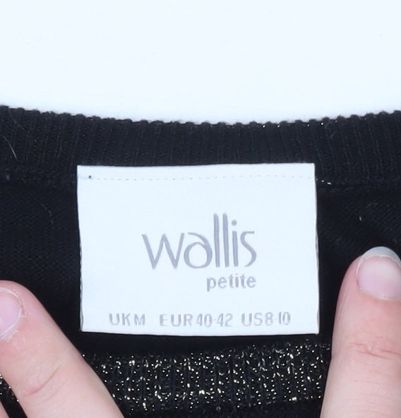 Wallis Women’s Black Petite Christmas Jumper M Rhinestone Reindeer