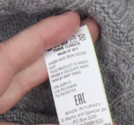 Marks & Spencer Womens Grey XL Roll Neck Fair Isle Jumper