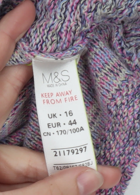 Marks & Spencer Women’s Multicoloured Full Zip Knit Jumper Size 16