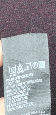 Marks and Spencer Women Claret Wool Blend A-Line Skirt Size 16