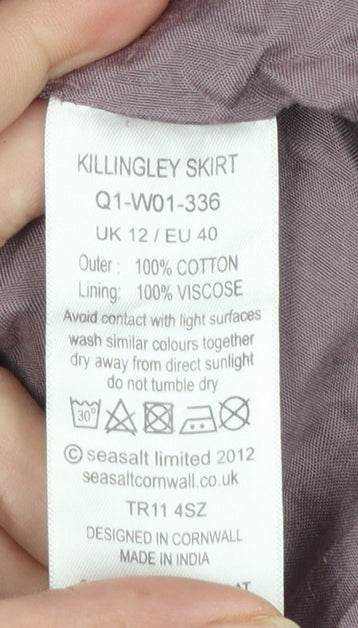 Seasalt Cornwall Womens Purple Floral A-Line Cotton Skirt Size 12