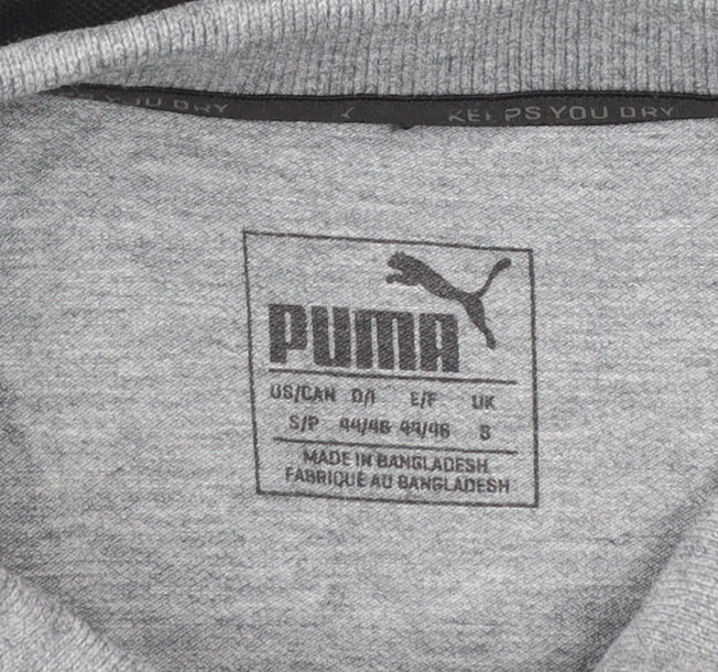 Puma Men's Black & Grey Colourblock Polo Shirt Size S