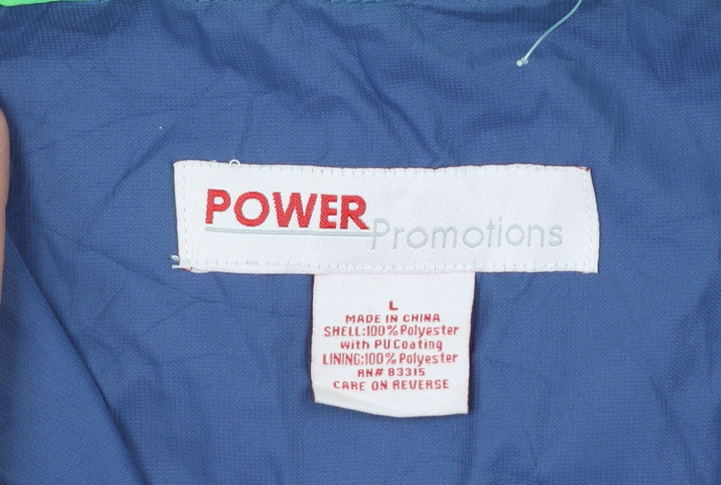 Power Promotions Men's Blue Green Windbreaker Jacket L Lightweight Outdoor