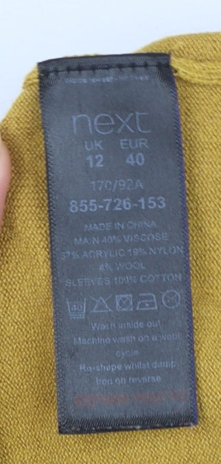 Next Women's Yellow Short Sleeve Puff Knit Jumper Size 12