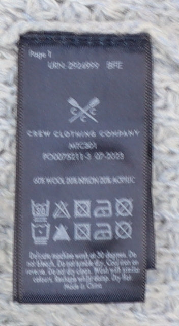 Crew Clothing Company Men's Blue 2XL Wool Henley Jumper