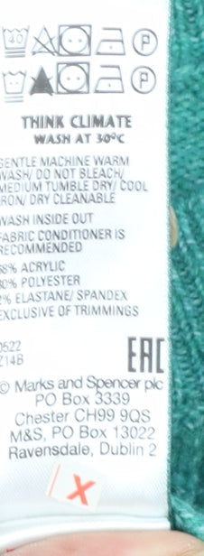 Marks & Spencer Women's Green Knit Crew Neck Jumper Size M