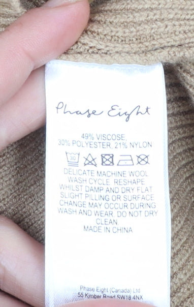 Phase Eight Women Beige XS Knit Jumper Dress High Neck