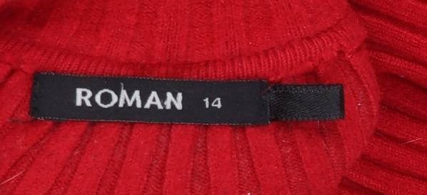 Roman Women Red Roll Neck Ribbed Long Sleeve Jumper Size 14