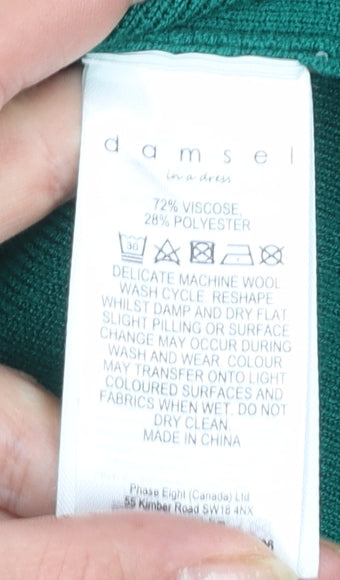 Damsel in a Dress Green Women's Size 10 Crew Neck Zip Pullover Jumper