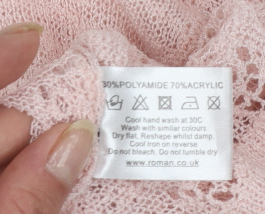 Roman Women Pink Wrap Knit Jumper Size 10 Acrylic Blend Long Sleeve